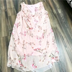 Rosemarine Italian Silk Blend Floral Tunic Holiday Vacation Top M